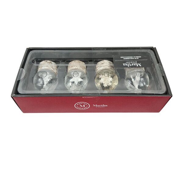 Martha Stewart Glass Dome Ornaments Set of 4 Woodland Birch Base Christmas - Picture 10 of 10